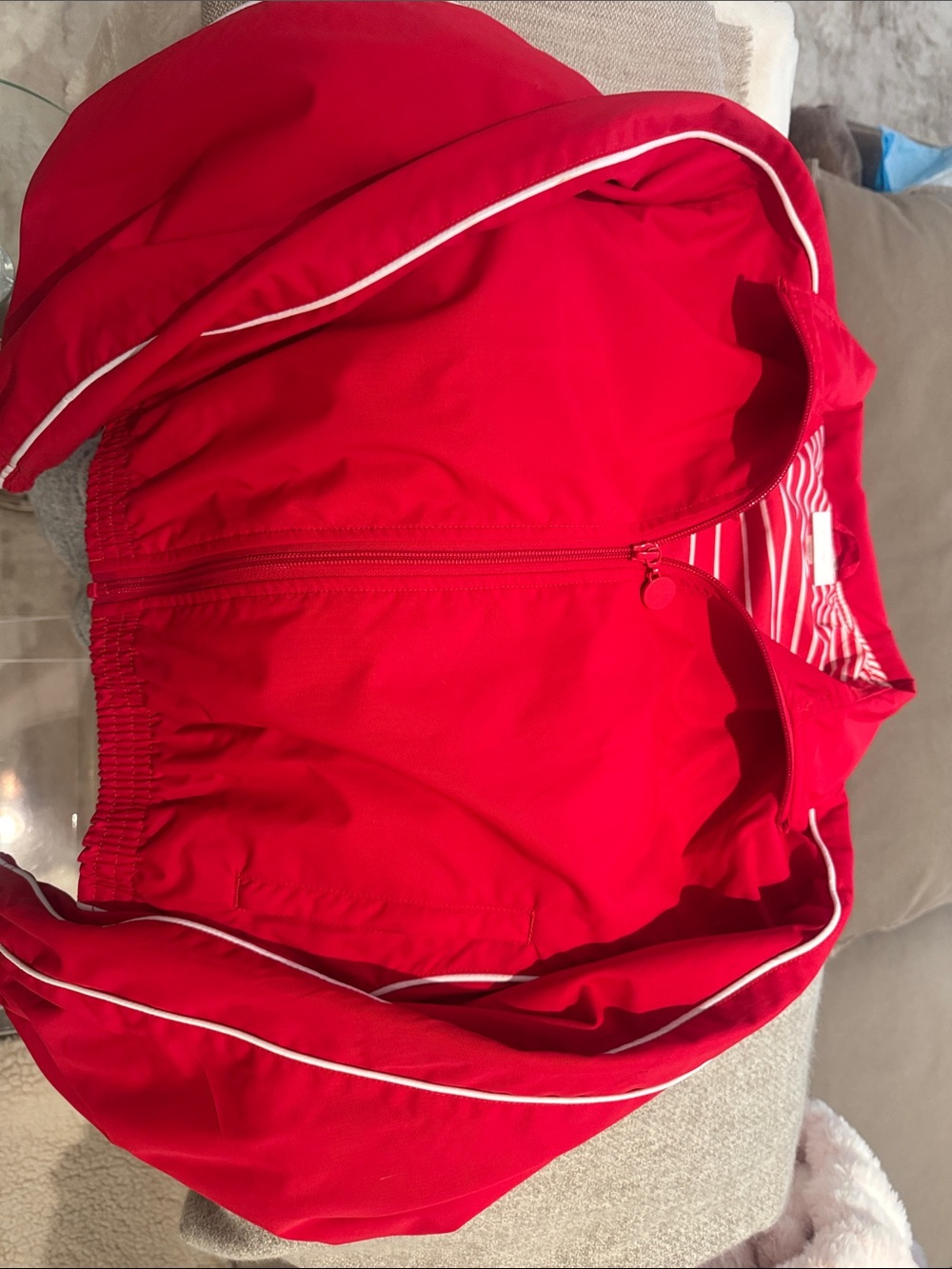 MOTHER Kids Red Zip-Up Raincoat with White Piping